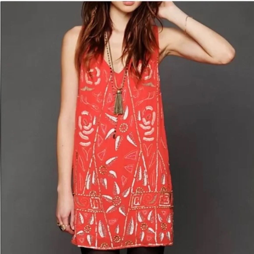 Free People Embellished Mini Shift Dress size S